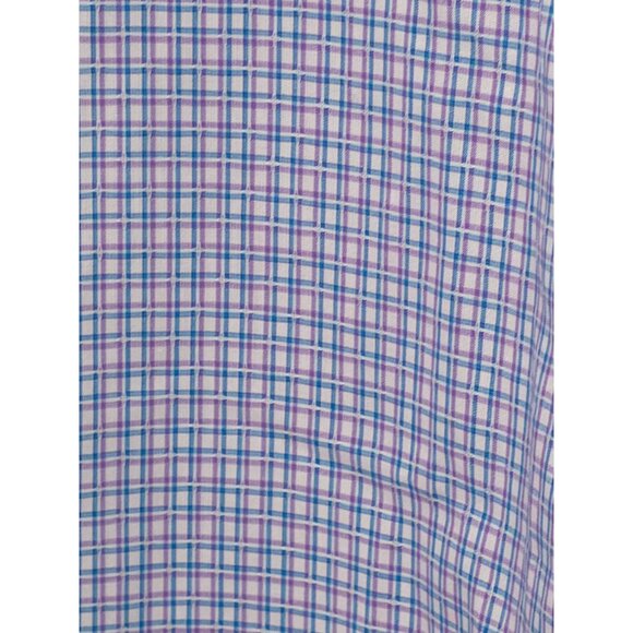 NWT Quieti Men's Large Shirt Blue & Purple Checkered Pattern 100% Fine Cotton - Picture 4 of 12
